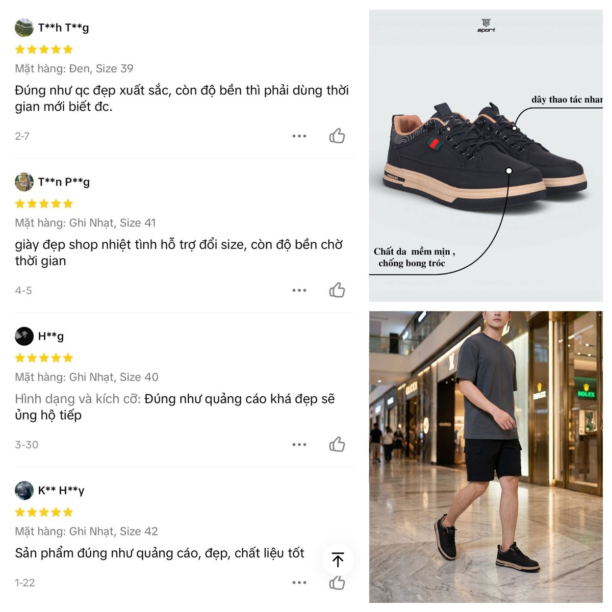 Khách hàng review giày 1626